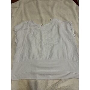 BELLAMI White Short Sleeve Linen Blend Blouse